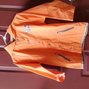 Harley Davidson orange rain slicker  jacket size 10 kids